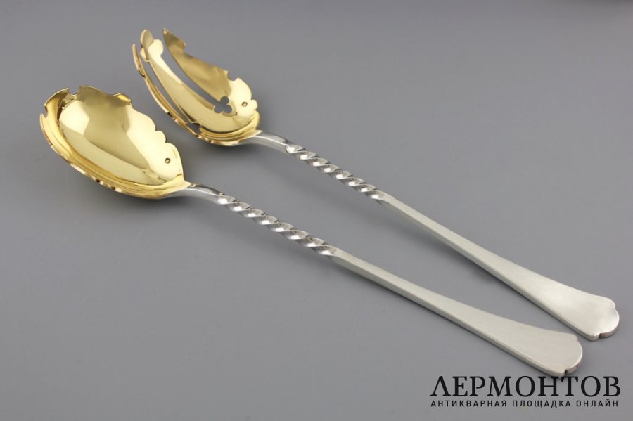 Сервировочный набор для салата DEBAIN. Серебро 950. Франция