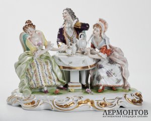 Статуэтка «Чаепитие». Фарфор, Schaubach-Kunst, Unterweißbach, Германия, 1940–1953 годы