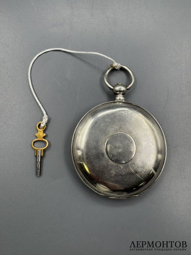 Мужские карманные часы с заводным ключом. Серебро 875 пробы, Matthey Jacot, Швейцария, конец 19 века