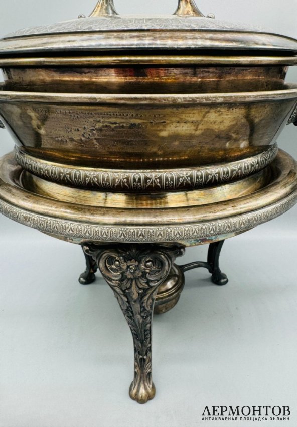 Мармит с горелкой. Металл, серебрение, Meriden Silver Plate Co., США, конец 19 века