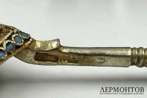 Ложки в родной коробке. Россия, Москва, кон. 19 - нач. 20 в. Серебро 84 пробы, эмаль.