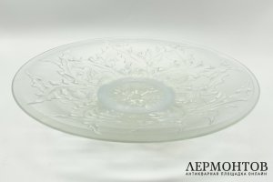 Блюдо Ар Деко Чертополох. Франция, Пapиж, Sаbinо,  1920-1930-е гг.  Опаловое стекло.