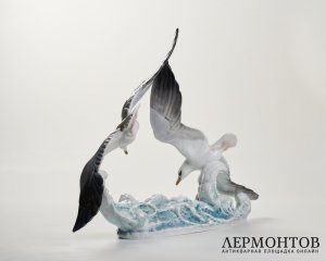 Статуэтка «Играющие чайки». Фарфор, Rosenthal, Германия, 1969 год