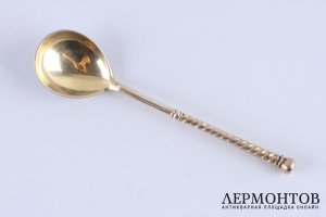 Ложка с чернением. Василий Семенов. Серебро 84 пробы. Россия, Москва, 1864 год.