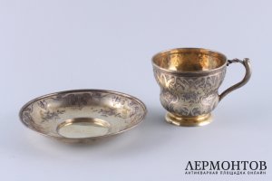 Чайная пара. Жолпин Николай. Серебро 84 пробы. Россия, Санкт-Петербург, 1856 год.
