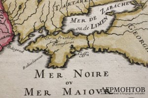 Карта Черного моря, Крыма, России, Грузии. А. М. Мале. Франция, 1683 год.