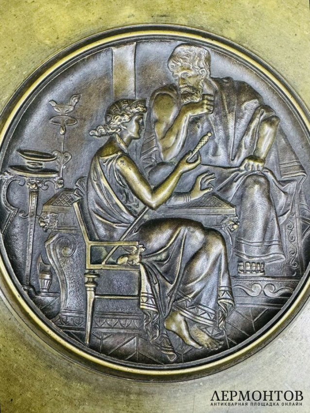Ваза с фигурными ручками и мифологической сценой. Бронза, патинирование, Франция, конец 19 века