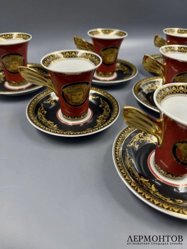 Набор кофейных пар на 6 персон. Фарфор, Rosenthal и Versace, Германия