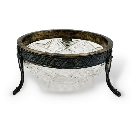 Ваза для конфет. Хрусталь, серебро 84 пробы, Россия, 1908–1917 годы