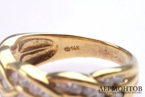 Кольцо Коктейль с бриллиантами 1,02 к. Золото 585 пробы. США