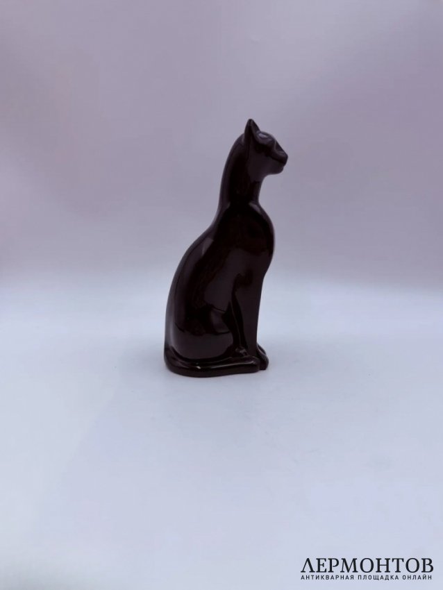 Статуэтка «Египетская кошка». Чёрный хрусталь, Baccarat, Франция