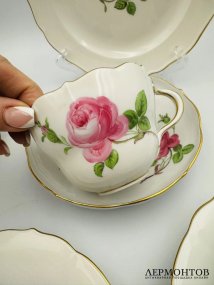 Чайное трио «Розы». Фарфор, роспись, Meissen, Германия, конец 19 — начало 20 века