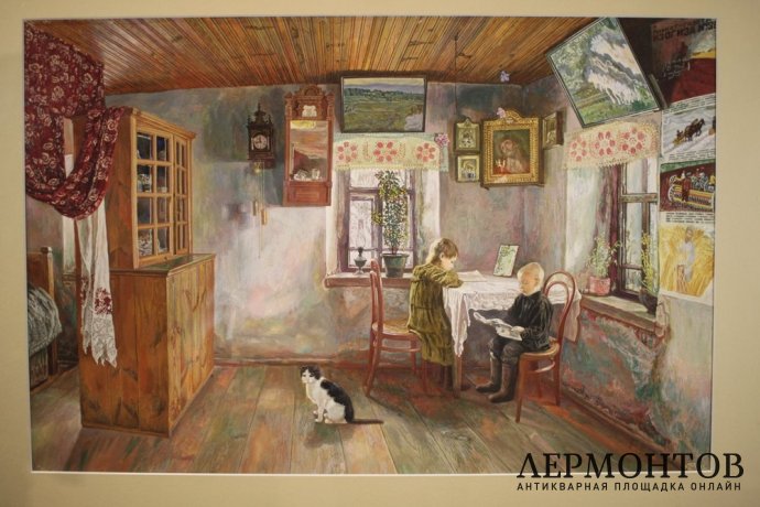 Картина. В деревенской избе. М.И. Климентов. 1935 год