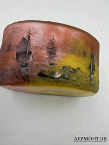 Чашечка «Морской пейзаж». Стекло, эмалевая пудра, Daum Nancy, Франция, 1900–1915 годы