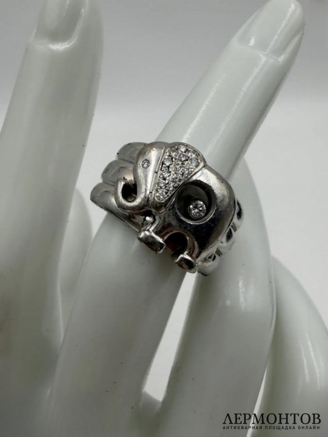 Кольцо «Happy Diamonds Elephant» с бриллиантом. Белое золото 750, Chopard, Швейцария