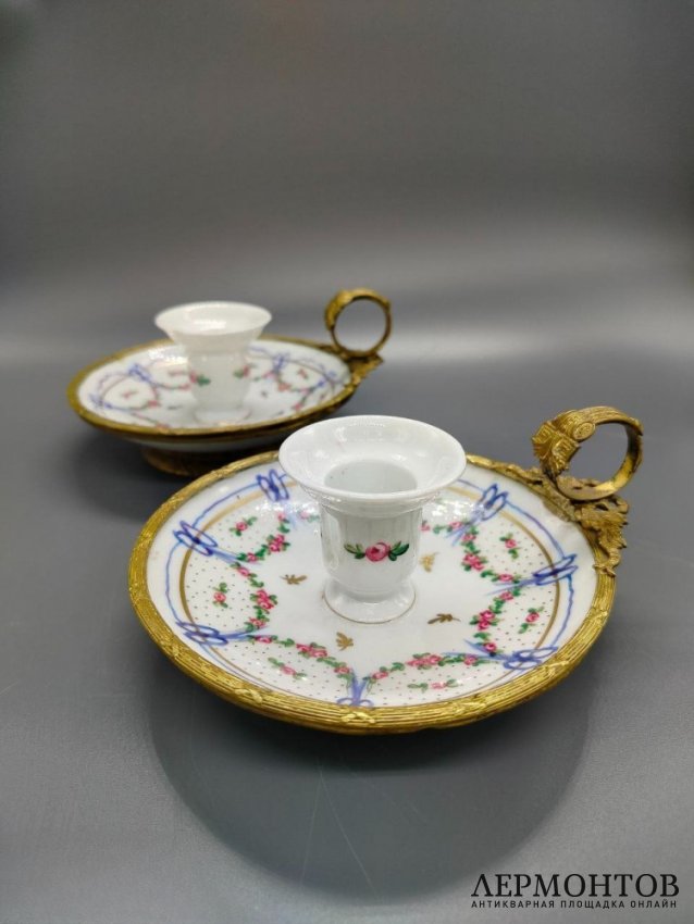 Парные подсвечники «Праздник». Фарфор, латунь, Josephine, Китай, 1980–1990-е годы