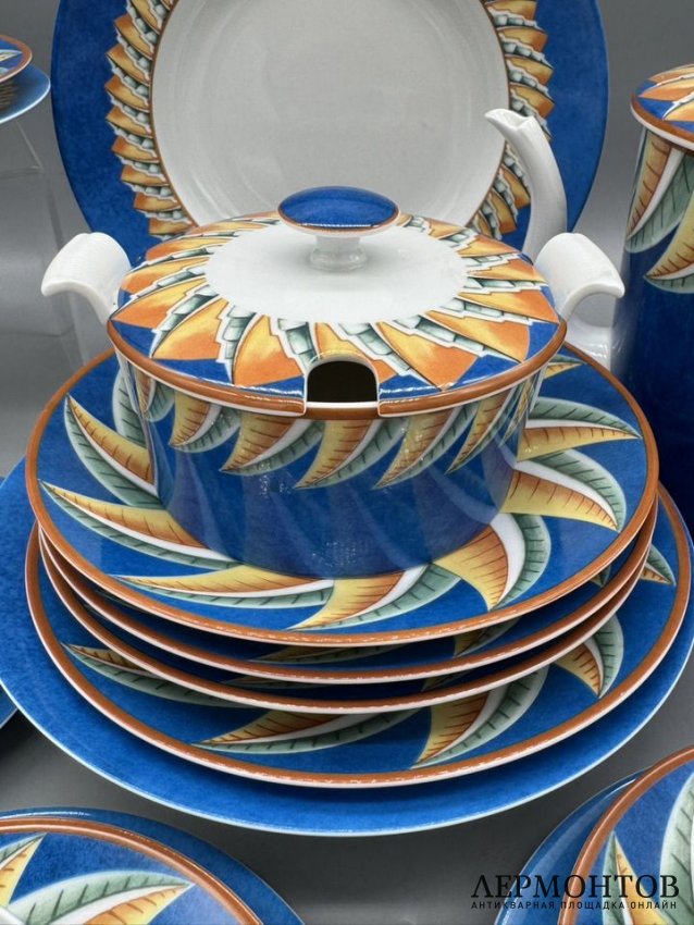 Чайный сервиз «Soleil». Фарфор, роспись, Limoges по заказу Lalique, Франция, 20 век