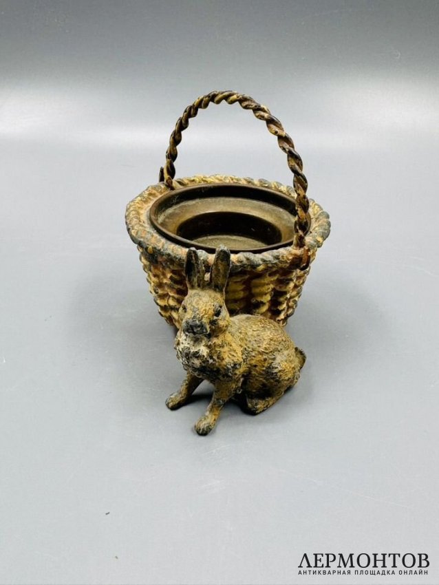 Статуэтка «Заяц с корзиной». Шпиатр, роспись, Австрия, конец 19 века