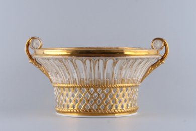 Сухарница ажурная. Батенин. Фарфор, золочение. Российская империя, 1814-1832 гг.