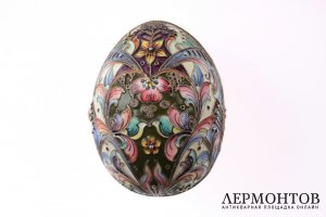 Яйцо-кошелек. Расписная эмаль по скани. Серебро 84 пробы. Российская империя