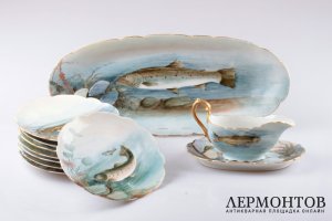 Столовый сервиз Limoges. Фарфор, ручная роспись. Франция