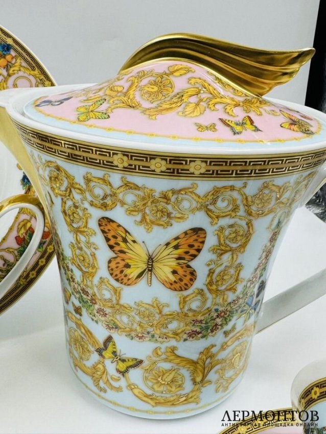 Чайный сервиз на 6 персон «Le Jardin des Papillons», форма Ikarus. Фарфор, золочение, Rosenthal, Versace
