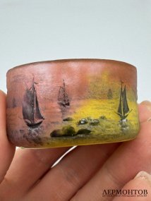 Чашечка «Морской пейзаж». Стекло, эмалевая пудра, Daum Nancy, Франция, 1900–1915 годы