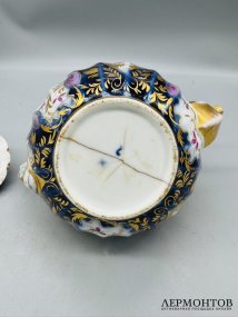 Заварочный чайник с кобальтовым декором. Фарфор, завод Сафронова, Россия, 19 в.