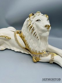Скульптура «Лев». Керамика, золото, платина, стразы Swarovski, Ahura, Италия, современная работа