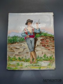 Пласт «Пастушок с трубкой». Фаянс, роспись, Западная Европа, начало 20 века