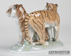Статуэтка «Тигры». Фарфор, Karl Ens, Германия