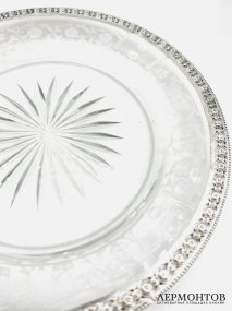 Тарелка. Серебро 950 пробы, стекло, Lagriffoul & Laval, Франция, начало 20 века