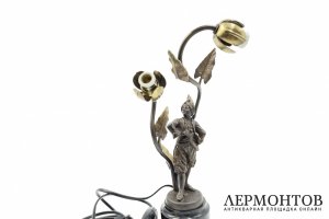 Настольная лампа со скульптурой Араба в стиле Модерн. Зап. Европа, 1900-е гг. Шпиатр.