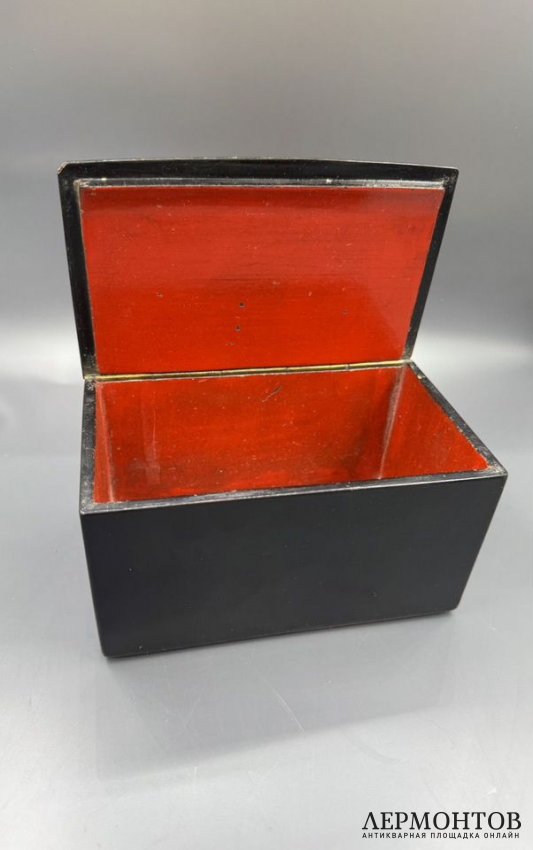 Лаковая шкатулка со сценой из сельского быта. Папье-маше, роспись, Россия, конец 19 века