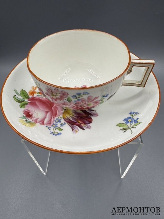 Кофейная пара с букетом. Фарфор, роспись, Meissen, период Марколини, Германия, 1774–1814 годы