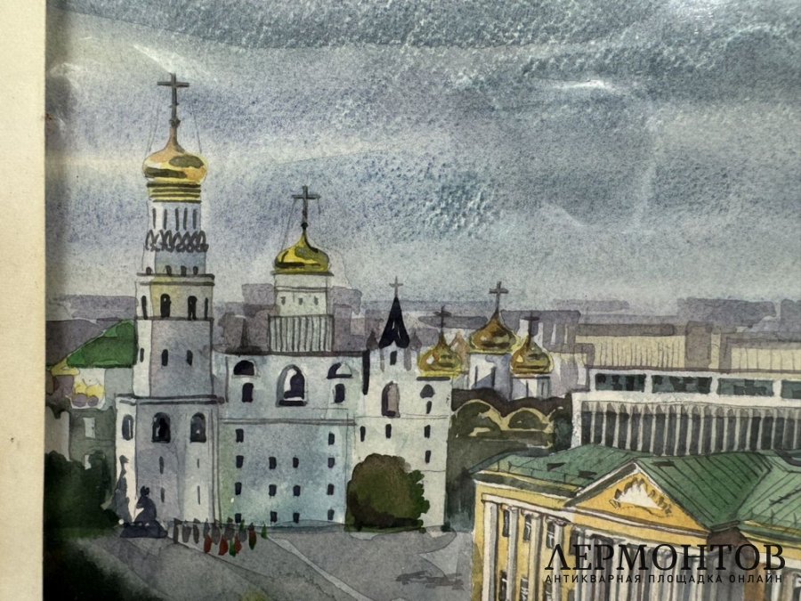Картина «Вид на колокольню Ивана Великого». Бумага, акварель, Россия, 1995 год