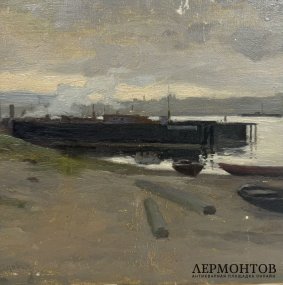 Картина «На берегу». Оргалит, масло, Г. К. Севостьянов, СССР, середина 20 века