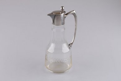 Графин для вина. Серебро 800 пробы, стекло. Германия, нач. XX в.