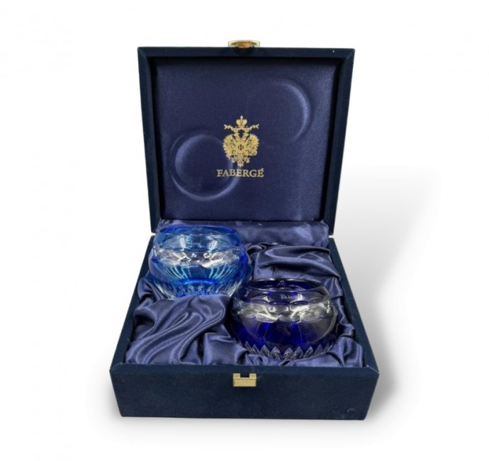 Парные подсвечники «Nadya», синие. Цветной хрусталь, Faberge