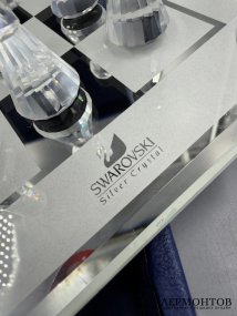 Шахматы с зеркальной доской. Хрусталь, Swarovski