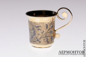Чашка с черневым узором. Серебро 84. Российская империя