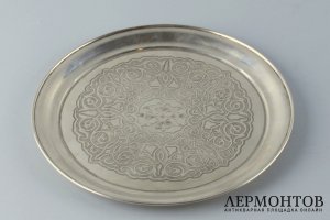 Мини поднос, мелочница. К. Сейпель. Серебро 84 пробы. Российская империя, 1871 г.