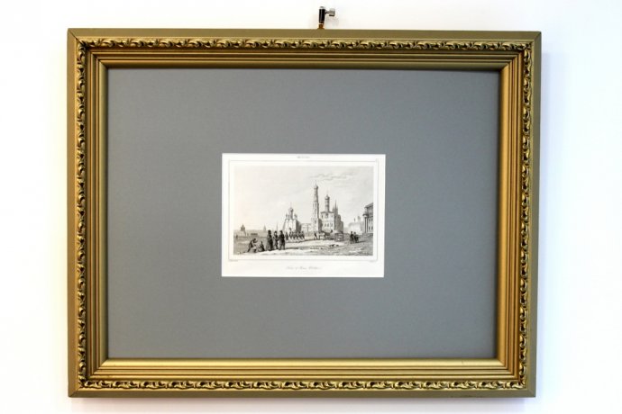 Гравюра. Москва. Колокольня Ивана Великого. 1838 год. Шоле