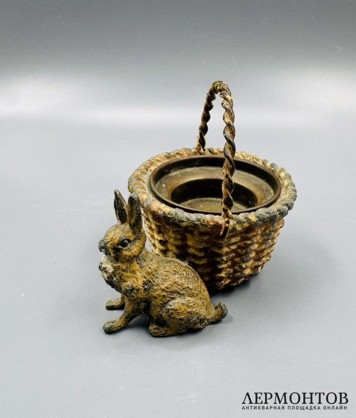 Статуэтка «Заяц с корзиной». Шпиатр, роспись, Австрия, конец 19 века