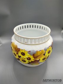 Кашпо «Подсолнухи». Фарфор, роспись, золочение, Rosenthal, Германия, 1916 год