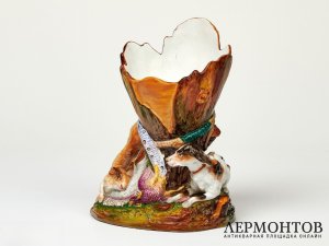 Карандашница «Охотничьи трофеи». Бисквитный фарфор, Европа, середина XIX века