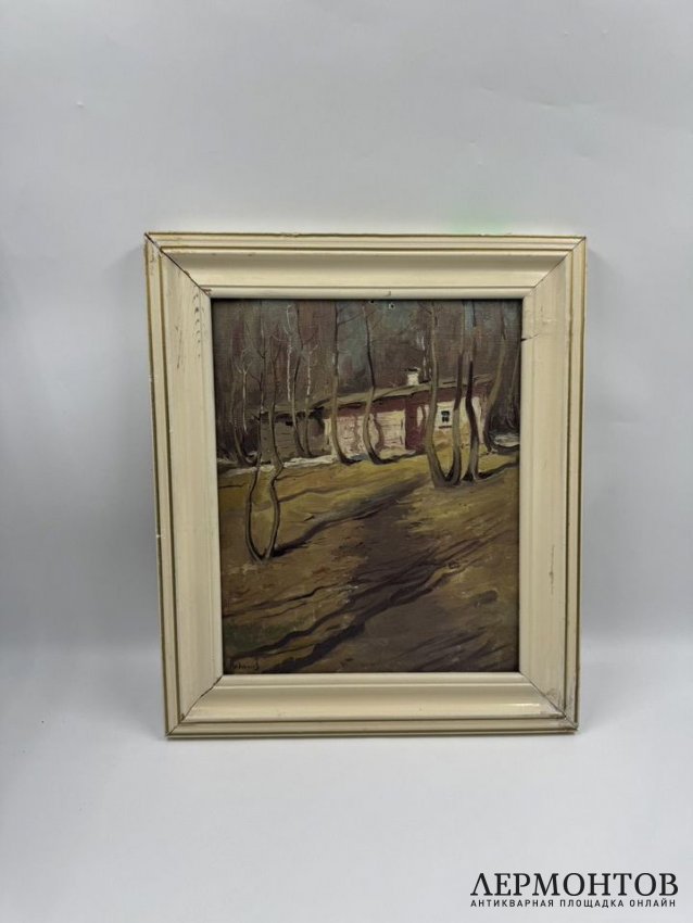 Картина «Осенний пейзаж». Оргалит, масло, предположительно художник Кононов, предположительно Россия, 20 век