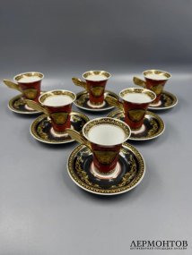 Набор кофейных пар на 6 персон. Фарфор, Rosenthal и Versace, Германия
