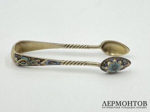 Щипцы для сахара. Россия, 11 артель, нач. 20 в. Серебро 84 пробы, эмаль. 