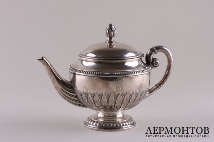 Чайный сервиз в стиле ампир. Серебро 84 пробы. Европа, импорт в Россию, до 1917 года.